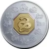 2001 Canada 1 oz Silver Lunar Snake Proof 24K gold gilded