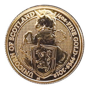 2018 UK Queen's Beast 1/4oz Gold Unicorn of Scotland £25 coin