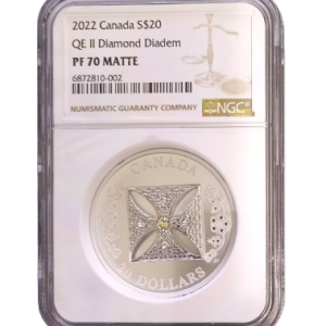 2022 Canada 1 oz Silver Diamond Diadem $20 Coin  NGC PF70
