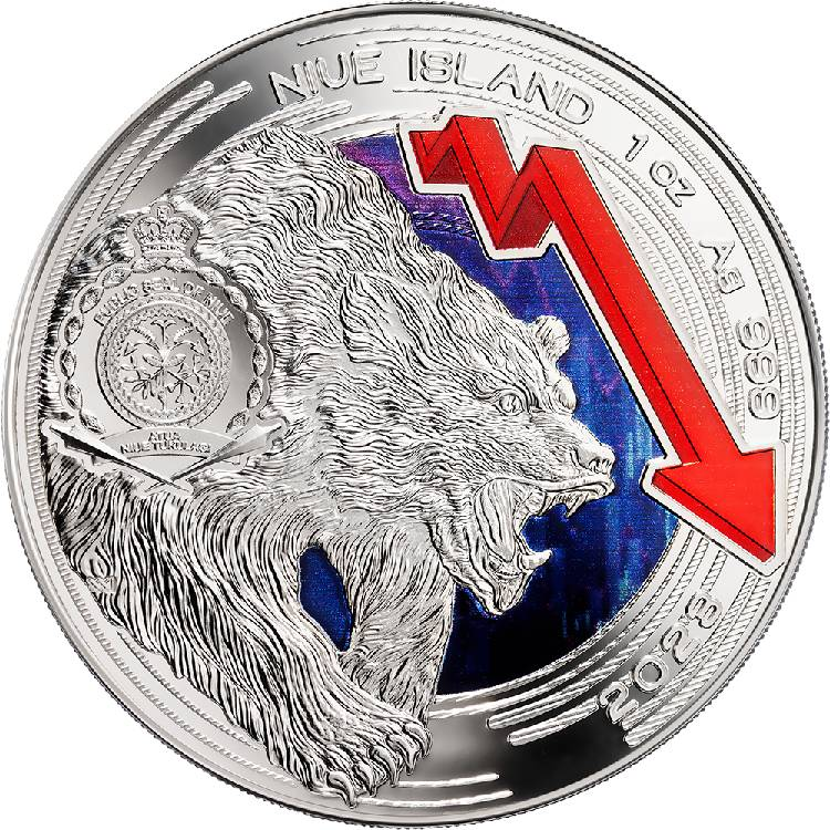 2023 Niue 1 oz Silver Bull and Bear Markets 1$ Coin - Image 2