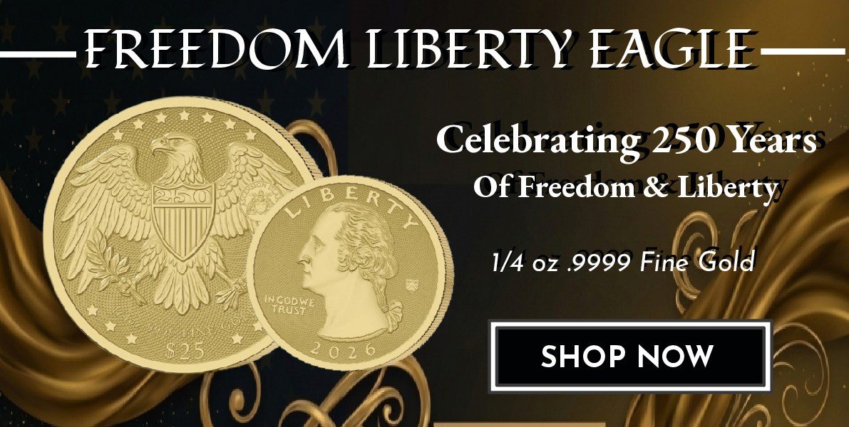 An ad for a new go[d $25 coin the freedom Liberty Eagle