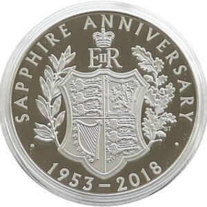 Home 3 2018 Queen's Sapphire Coronation Anniv £5 Crown Silver Piedfort