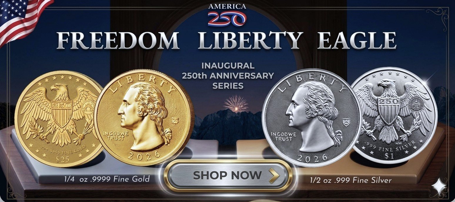 freedom liberty eagle .25oz gpld coin abs bullion banner