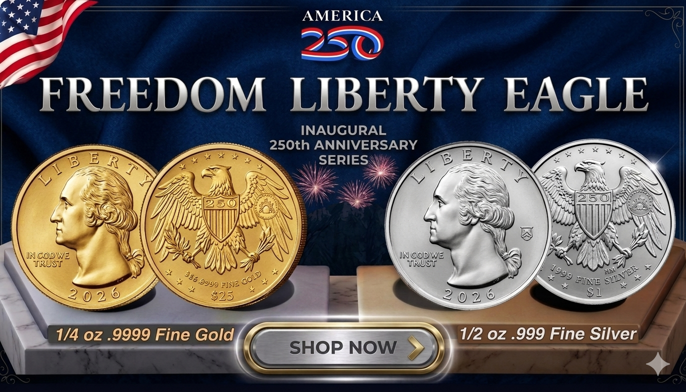 freedom liberty eagle .25oz gpld coin abs bullion banner