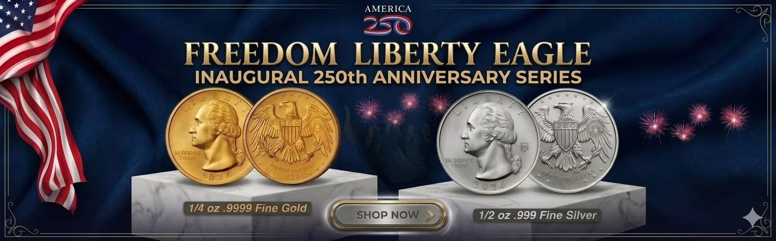 freedom liberty eagle .25oz gpld coin abs bullion banner 2