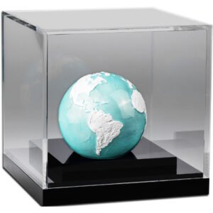 2023 Barbados 3 oz Silver Frozen Marble Planet Earth Ball Shaped Coin